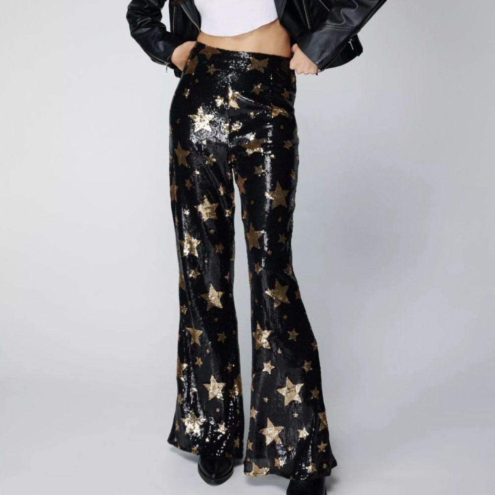 Nasty Gal Star Sequin Flare Trousers